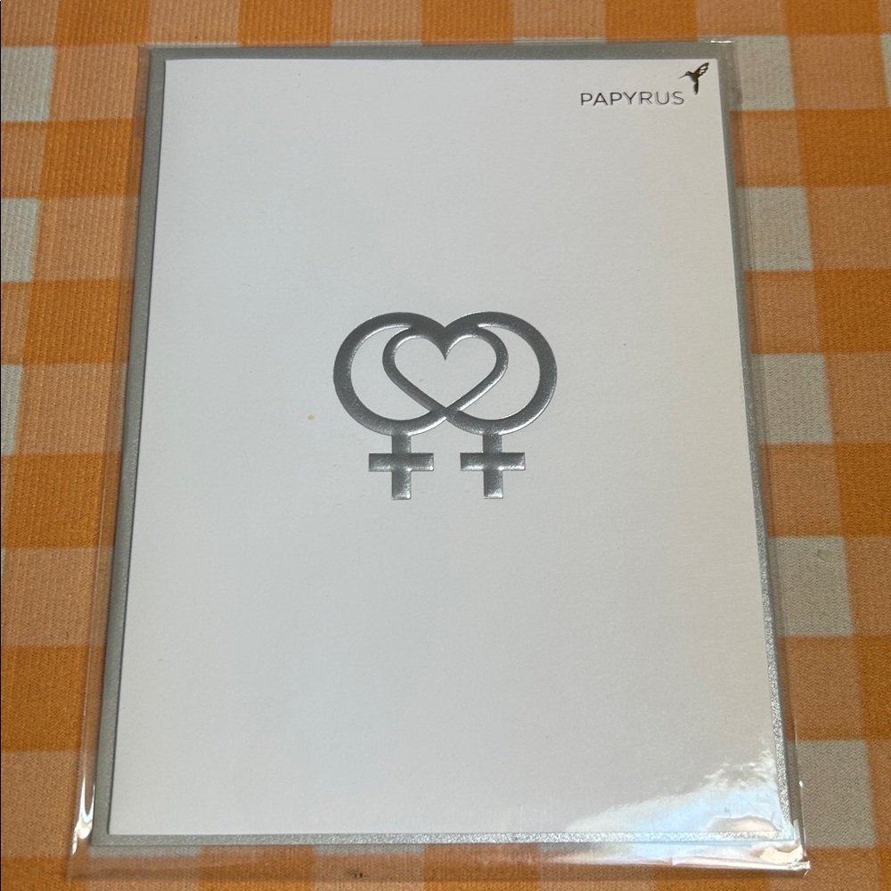 “Linked female signs” Same Sex LGBT F+F wedding Papyrus card